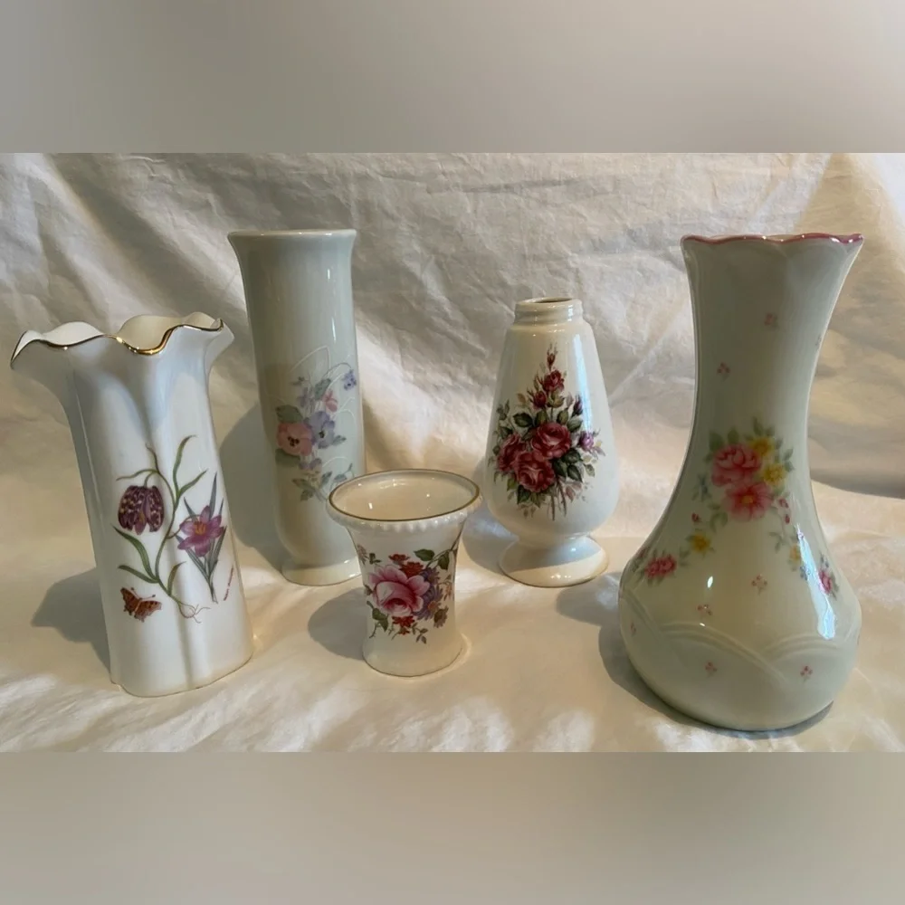 Five Vintage Floral Vases Bundle, Perfect Gifts, Just Ask To Be Split Please